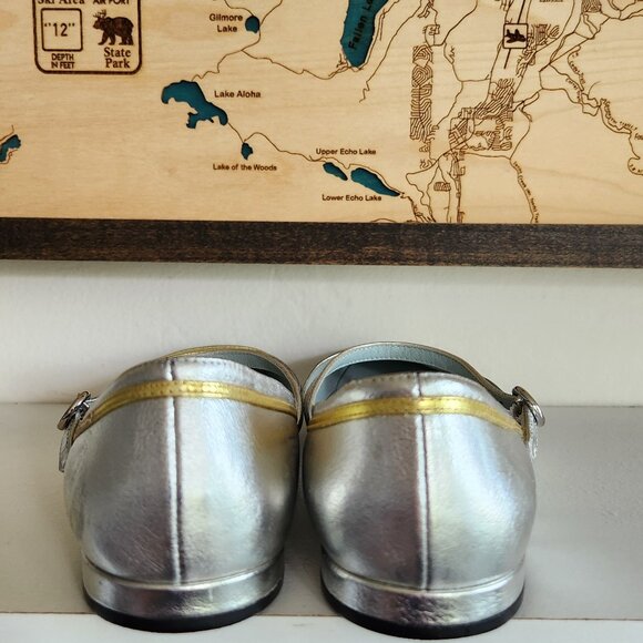 Marc Jacobs all leather silver/gold trim mary jane shoes sz 36 - Picture 9 of 13